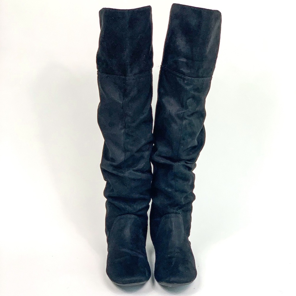 Lower East Side Black Fabric Sock Mid Calf Flat Boot Shoes Women Size 10